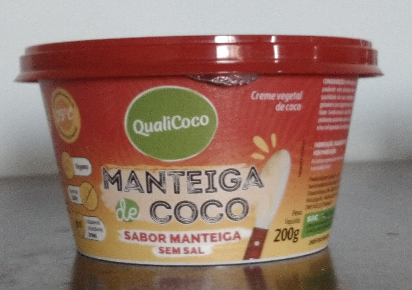Manteiga de coco sabor manteiga sem sal Qualicoco