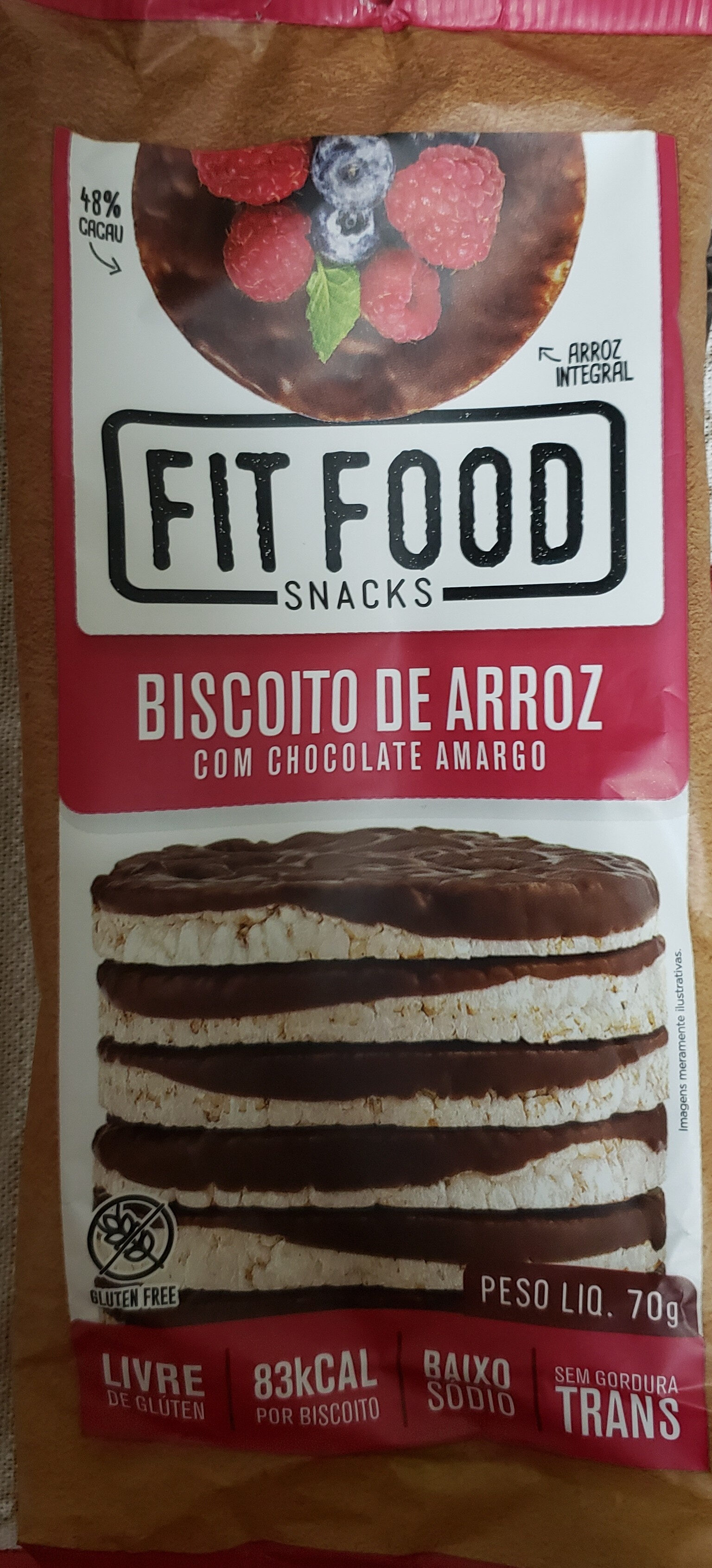 Biscoito de Arroz com Chocolate Amargo Fit Food