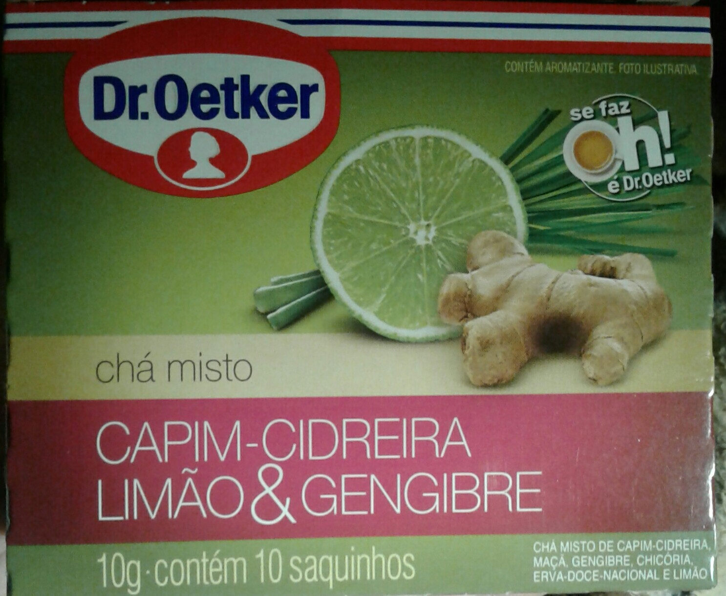 Chá misto capim-cidreira, limão e gengibre dr. Oetker