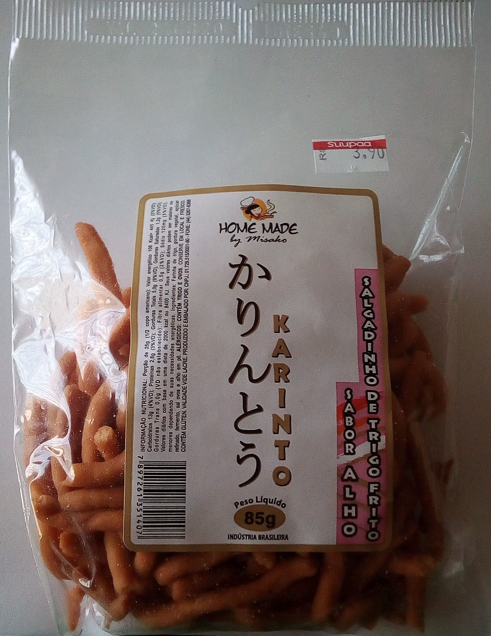 Karinto Salgadinho de trigo frito sabor alho