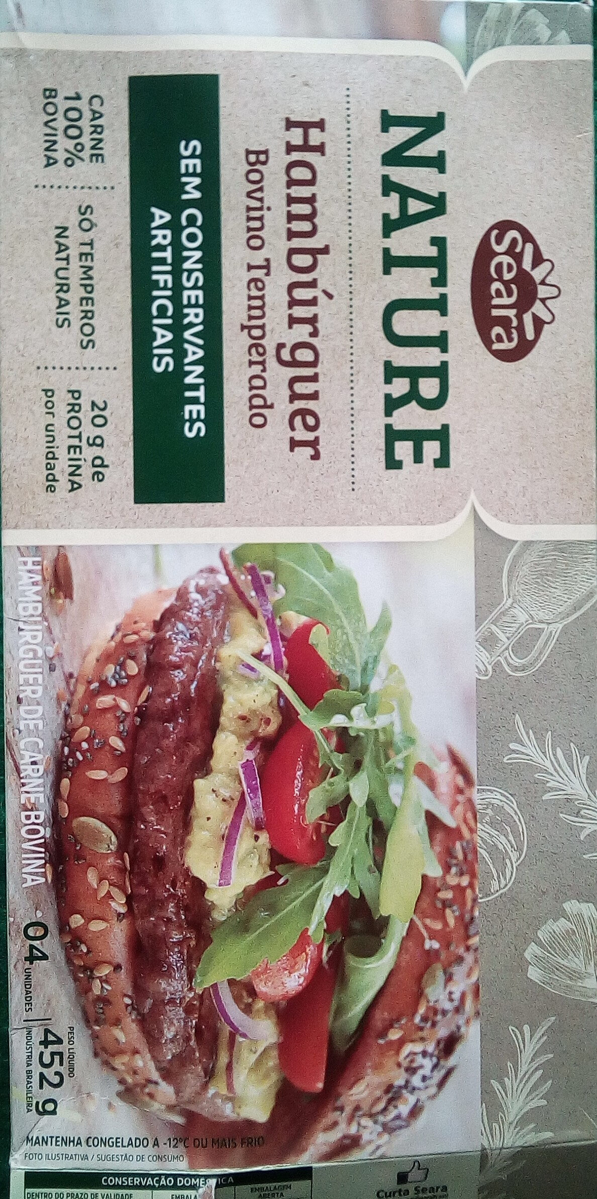 Nature Hamburguer Bovino Temperado Seara