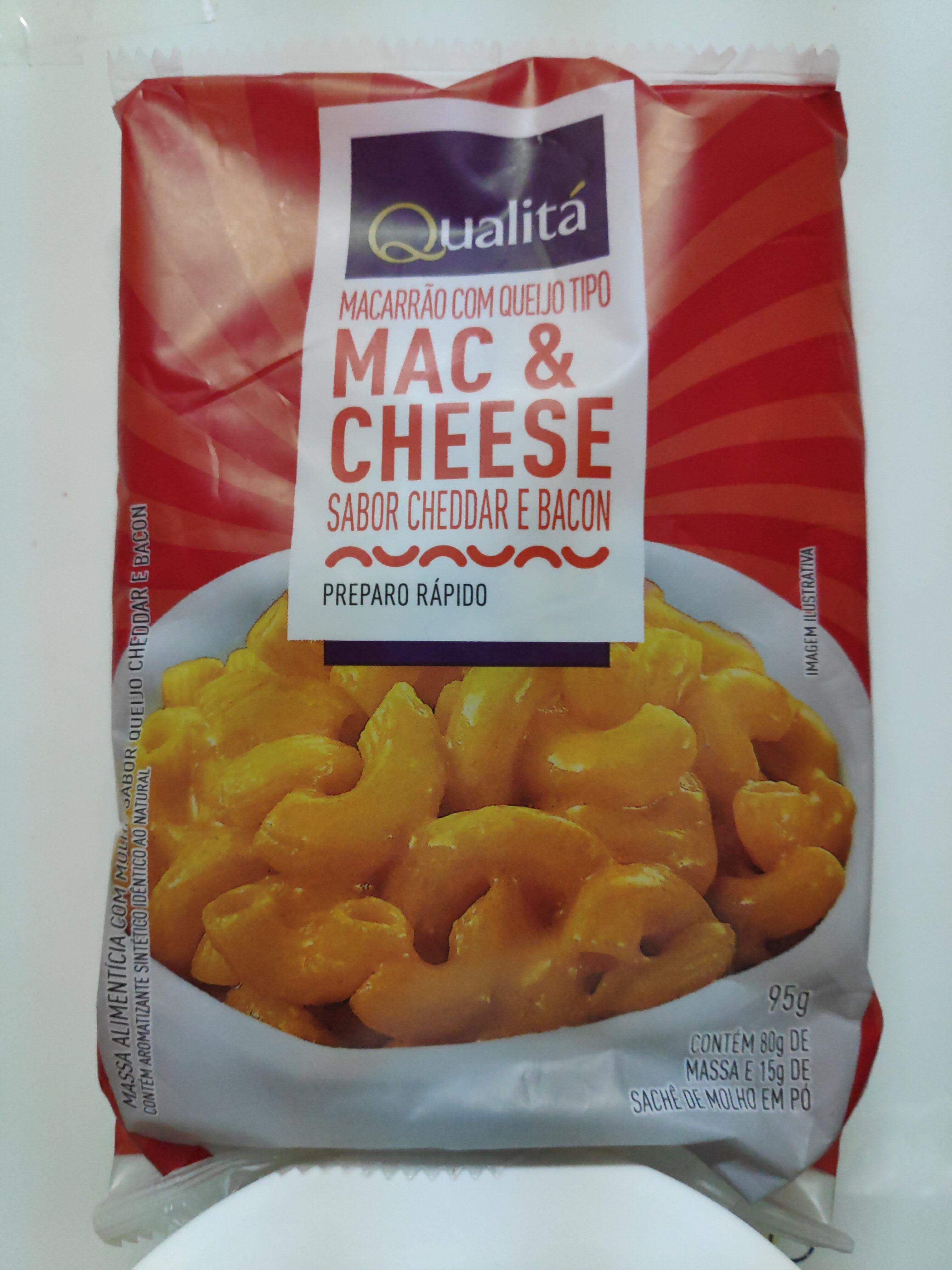 Macarrão com queijo tipo MAC & CHEESE sabor Cheddar e Bacon Qualitá