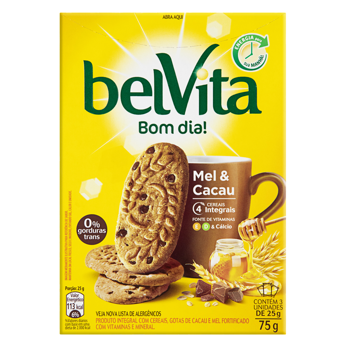 Biscoito Belvita mel e cacau