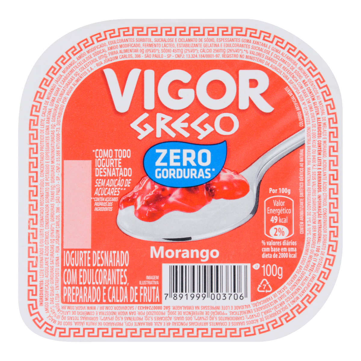 Vigor Grego Zero Morango