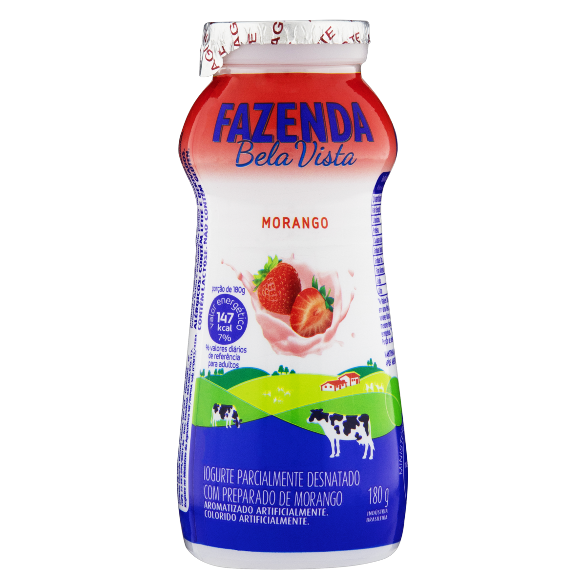 Iogurte parcialmente desnatado de morango Fazenda bela vista