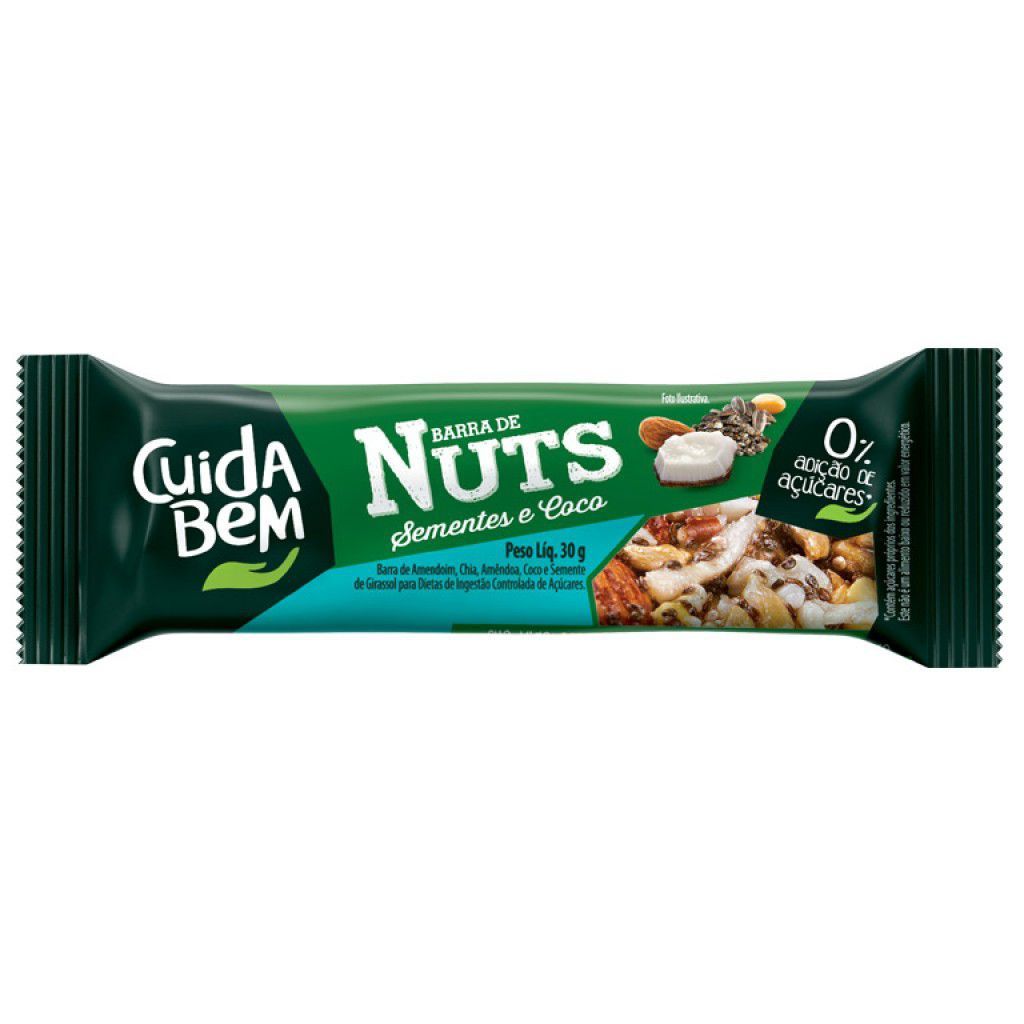 Barra de Nuts com sementes e coco Cuida Bem